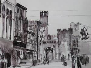 St Mary's Street, Cardiff by Francine Davies. On display at the Radisson Blu, Cardiff