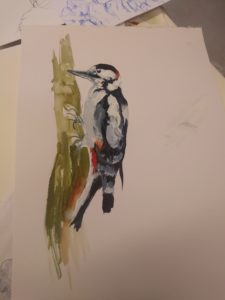 The Great Spotted Woodpecker by Francine Davies Art